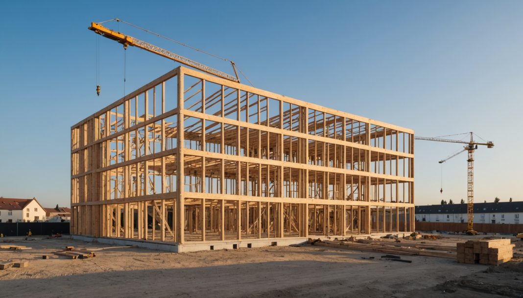 Chantier de construction d'une maison neuve en France