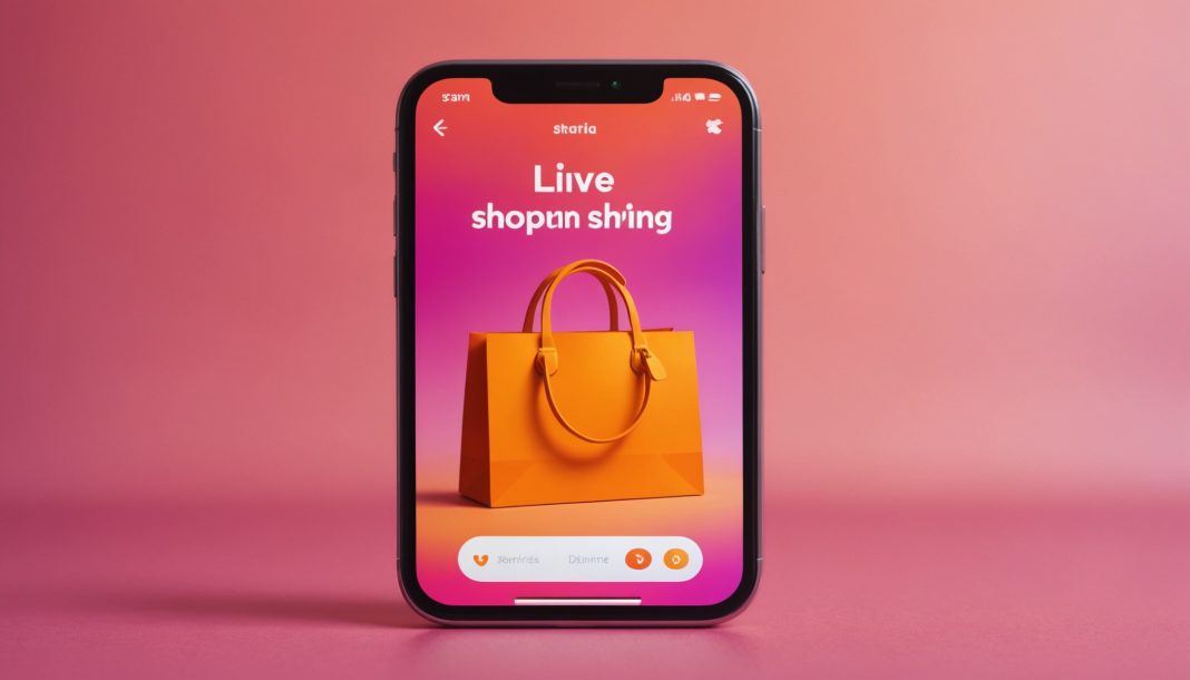 Illustration d'une application de shopping en direct sur smartphone