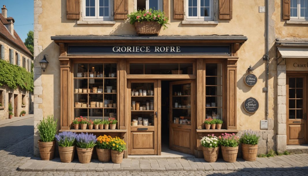 Petite boutique de village illustrant les commerces de proximité en milieu rural