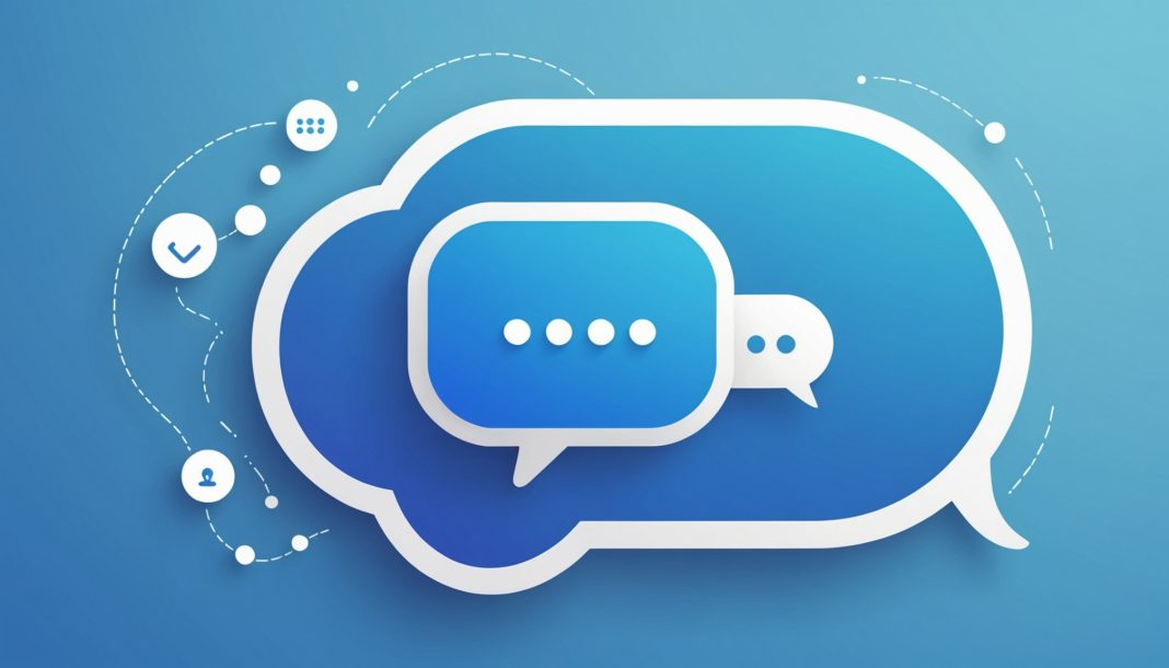 Illustration d'une bulle de conversation numérique avec une icône publicitaire discrète