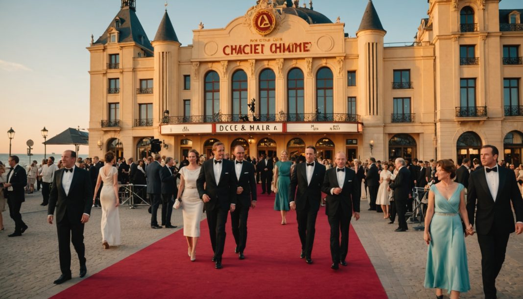 Tapis rouge et cinéma Art Deco sur le front de mer de Deauville lors du festival du cinéma américain