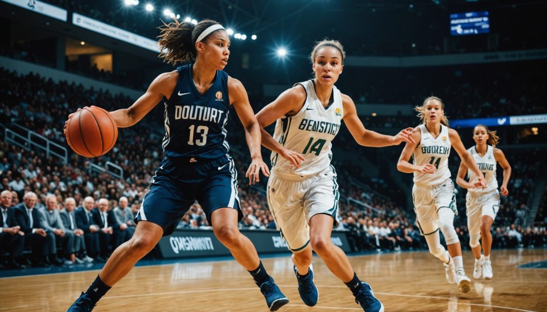 Action de basket féminin lors de la Coupe du monde 2026 à Berlin
